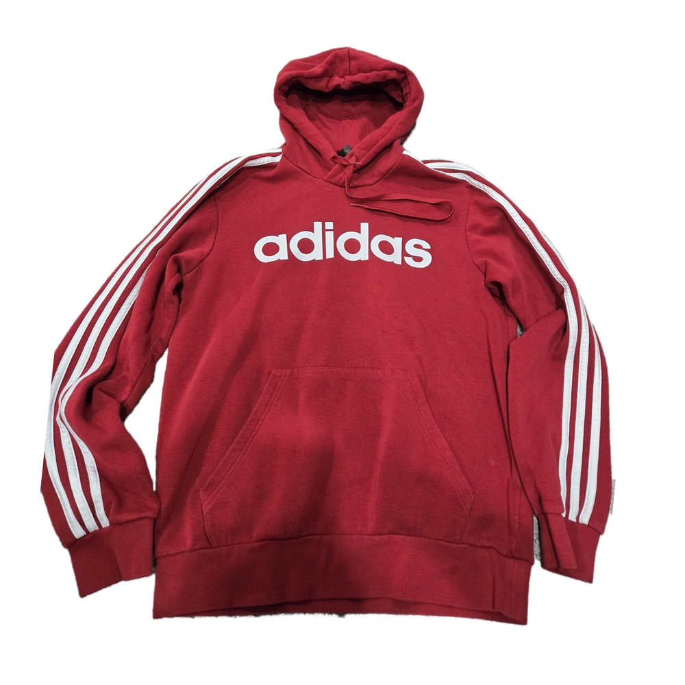 Adidas Red Hoodie with White Stripes